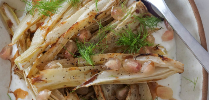 Salade de fenouils rôtis à la grenade