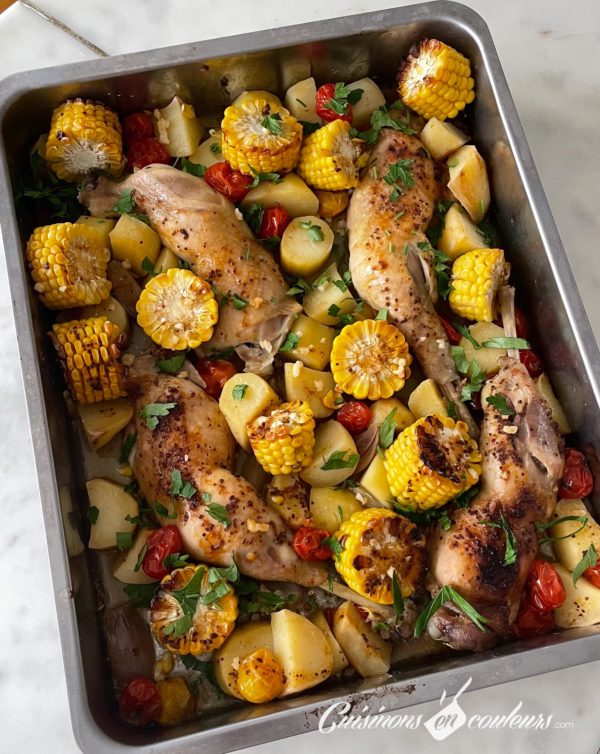 Cuisses de poulet et légumes au four - Cuisinons En Couleurs