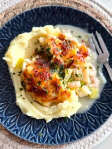 gratin de fruits de mer aux poireaux