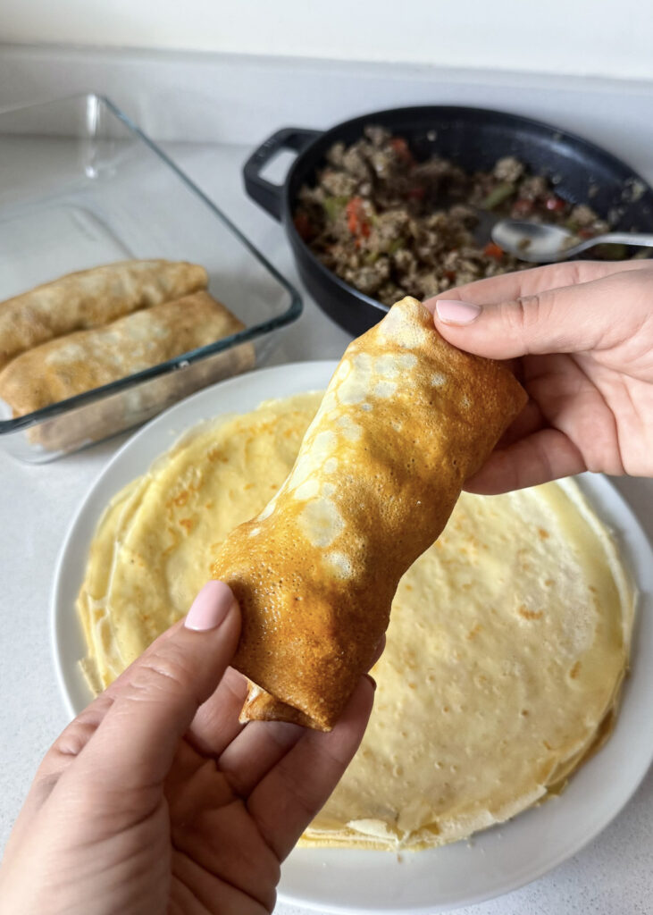 Crêpes farcies à la viande hachée