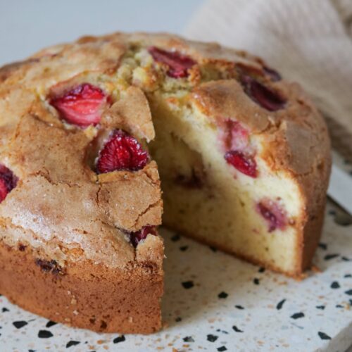 Gâteau aux fraises et l’huile d’olive