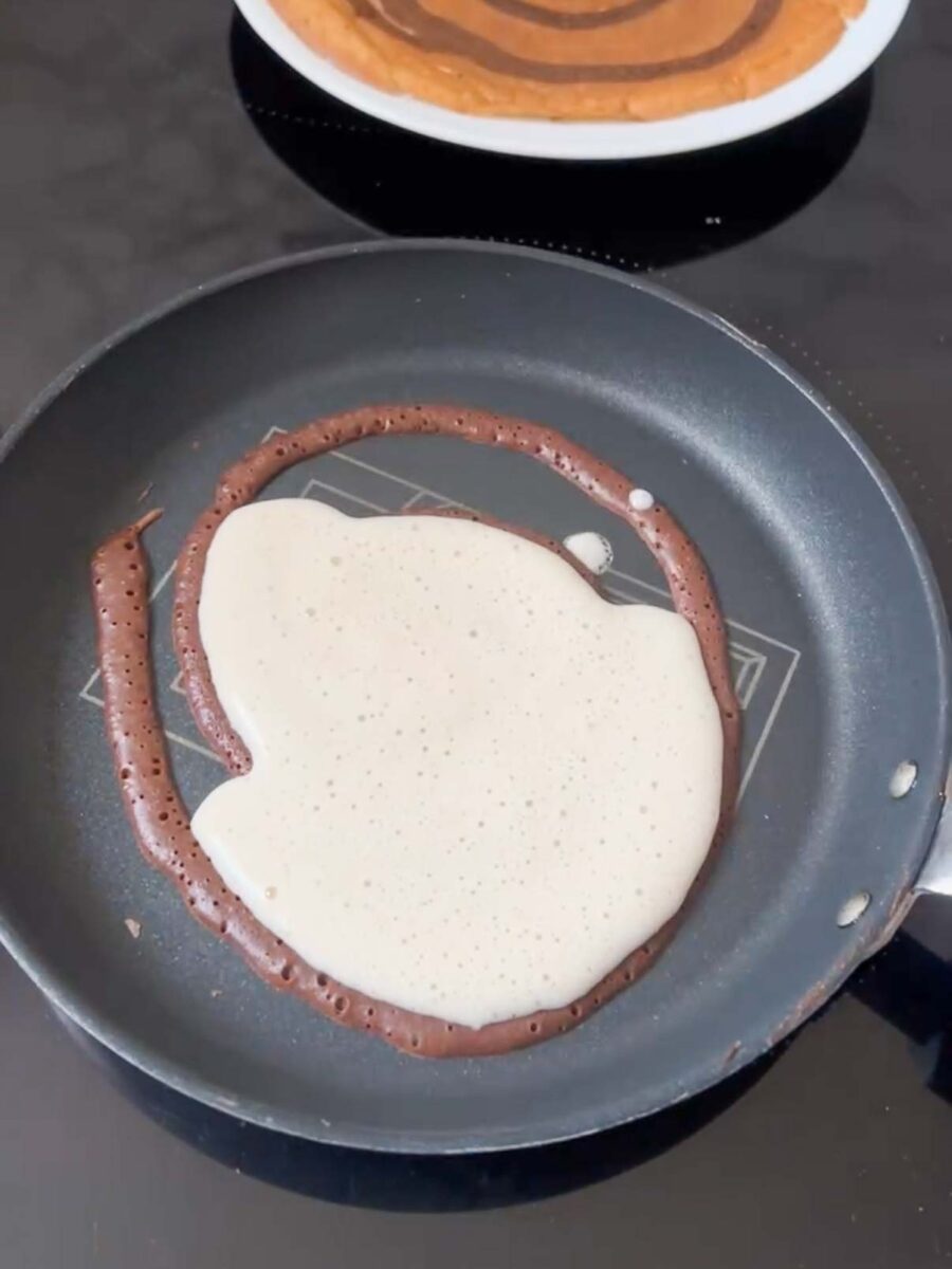 Faites chauffer une poêle à crêpes légèrement graissée.Versez une petite quantité de pâte…